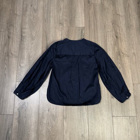 Madewell V-Neck Long-Sleeve Top Womens XS Deep Indigo Blue Stretch Regular Fit - Picture 6 of 8